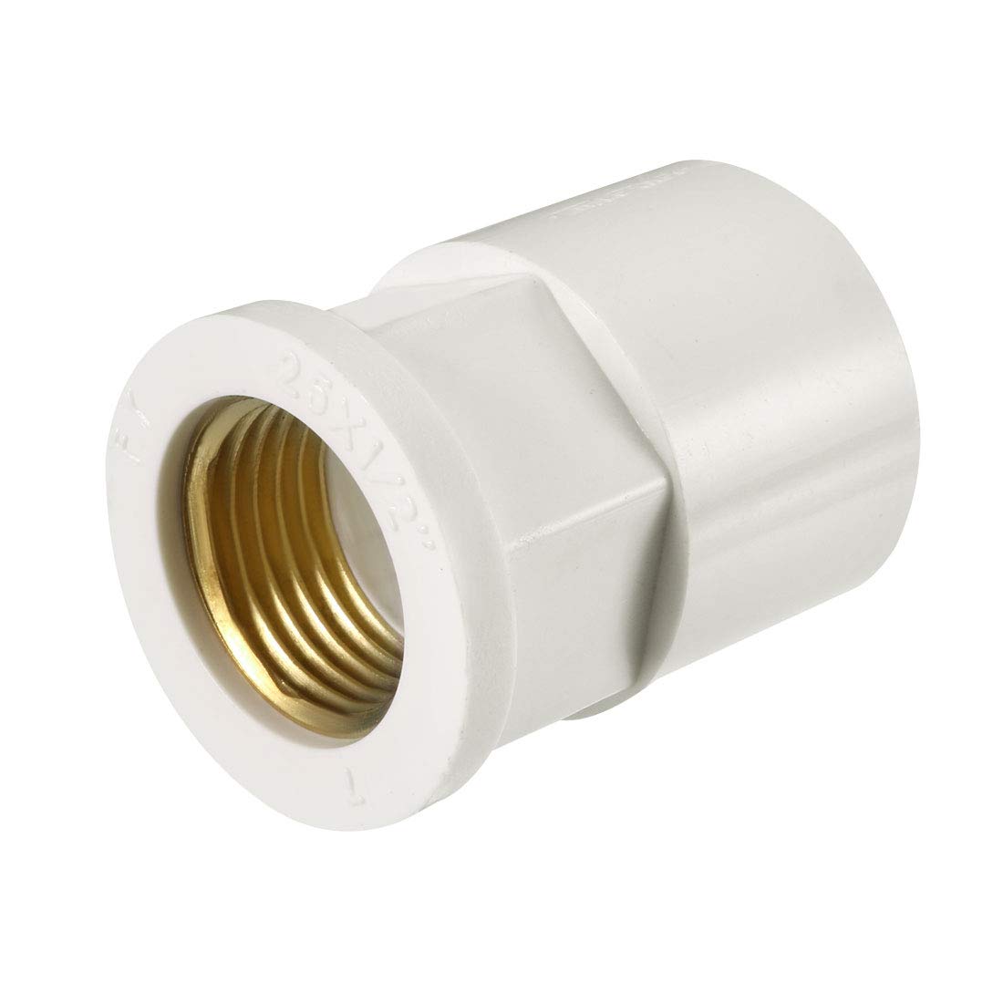 sourcing map 25mm Slip x 1/2 PT Female Brass Thread PVC Pipe Fitting Adapter 2 Pcs