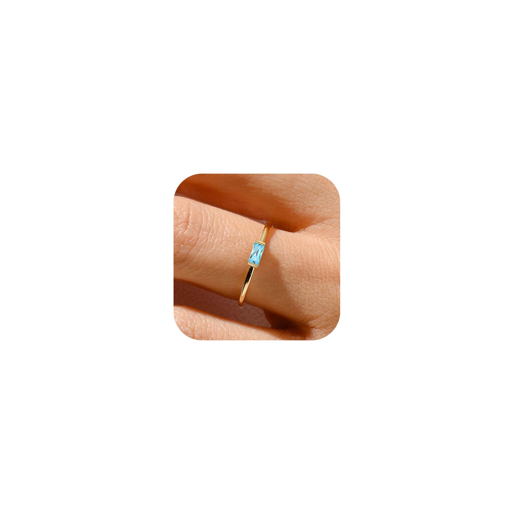 RLMOON Gold Birthstone Rings for Women Non Tarnish