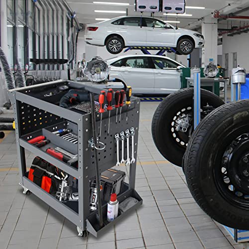 Heavy Duty Tool Cart On Wheels For Mechanics, 500 Lbs Capacity Mechanic