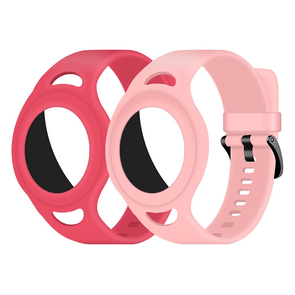 2 Pack Silicone band for Apple Airtag Bracelet Protective Case GPS Children Anti-Lost,Protective Cover for Apple AirTag Finder Location Tracker Holder with Silicone Wrist Straps