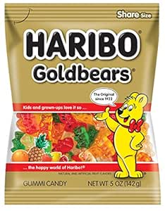 Haribo Gummi Candy, Goldbears Gummi Candy, 5 oz Bags (Pack of 12)