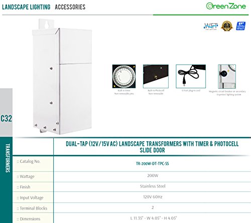 Westgate Lighting LED Light Accessories-Landscape Transformers with Timer and Photocell Slide Door-Stainless Steel LED Transformer-3 Year Unlimited Warranty (1, 150W) - Thumbnail 4