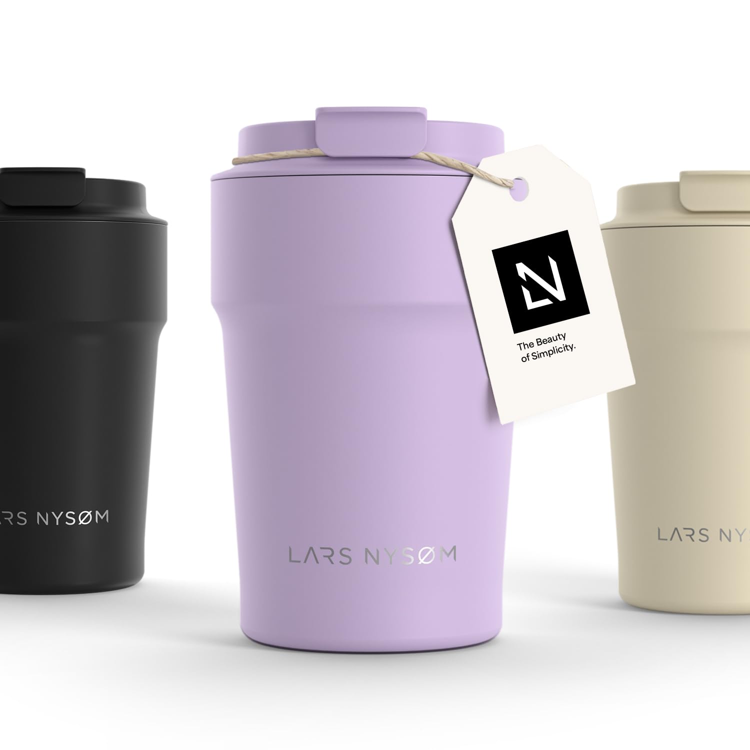 LARS NYSØM Thermo Coffee Mug-to-go 13oz | Travel Mug 0.38 Liter with Insulation | Leak Proof Stainless Steel Thermal Tumbler for Coffee and Tea on the Go (Lavender Purple, 380ml) — image 1