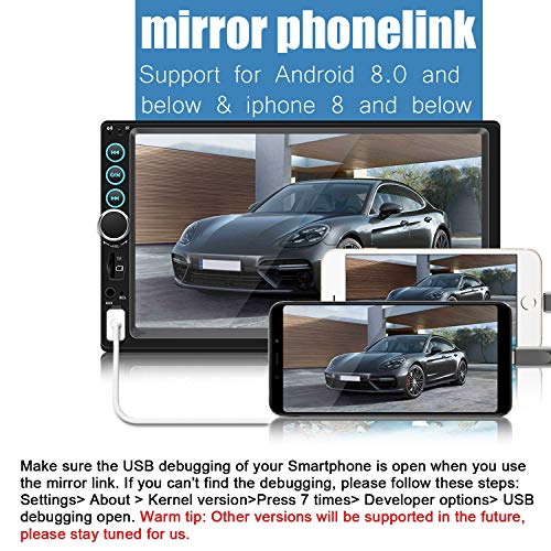 Double Din Car Stereo 7 Inch Touch Screen Car MP5 Player FM Radio Video Audio Compatible with Bluetooth Support Rear-View Camera Mirror Link iPhone & Android