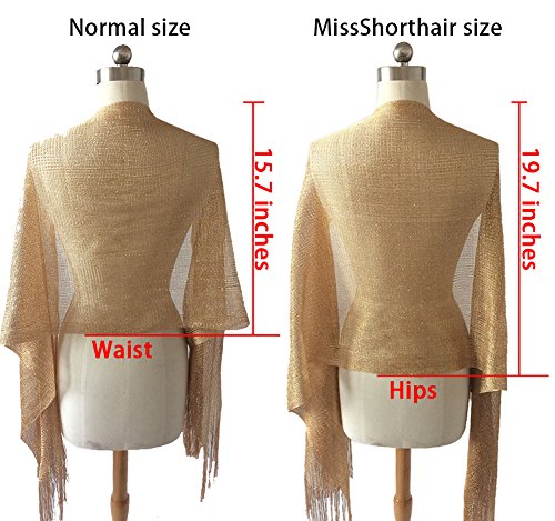 Womens Wedding Evening Wrap Shawl Glitter Metallic Prom Party Scarf with Fringe