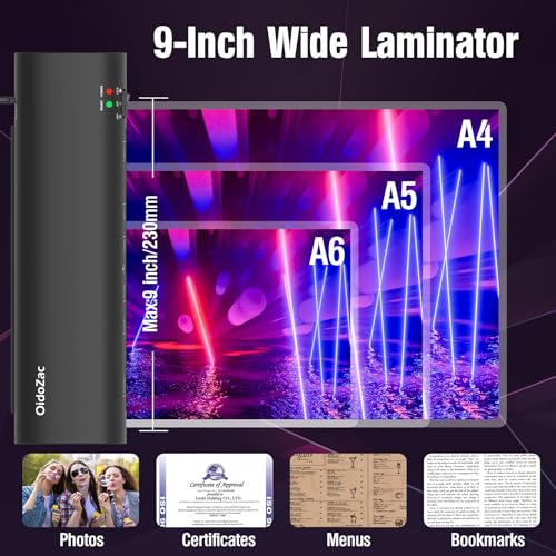 Laminator Machine, 9-Inch Letter Size Laminating Machine with 15 Laminating Pouches for Small Desktop, 4 in 1 Never Jam Thermal Laminator with Trimmer Corner Rounder for Office School Home