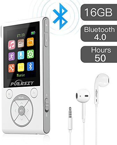 MP3 Player with Bluetooth and FM Radio,16GB Portable HIFI Lossless Sound MP3/MP4 Music Player with Pedometer/Voice Recorder for Sports,50 Hours Playback (Max expand to 128GB)