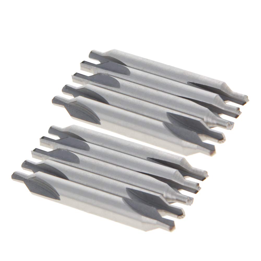 Utoolmart Center Drill Countersink Lathe Bit Mill Tool, Combined Drills Plain Type Imperial, 1/4-inch Combined Countersinks Drills Set Tool, HSS-6542 Countersinks, 10 Pcs