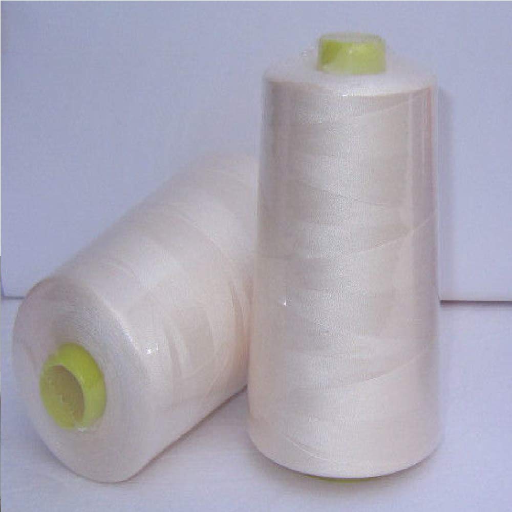 Cream Overlocking Sewing Machine Polyester Thread Four 5000 Yards Cones