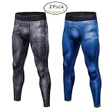 Muscle Killer Men's 2 Pack Compression Pants Cool Dry Sports Tight Leggings (Tag Size XL=US Size M, Snake+Blue)