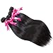 Pizazz Brazilian Straight Hair 3 Bundles With Closure 9A Unprocessed Virgin Human Hair Bundles with Free Part Closure (18 20 22+16)