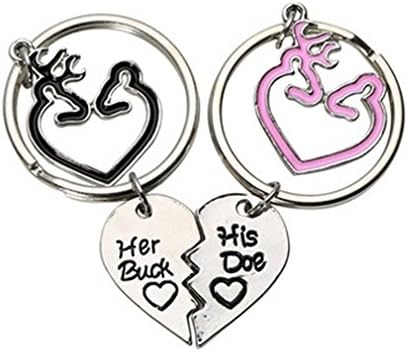 SAYLAVE 2PCS/Set Key Chain Heart Shape Couple's Keychain Valentines Gift BlackPink