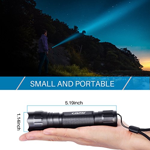 CISNO 1000 Lumens LED Tactical Flashlight Torch Pressure Switch with 1 inch Offset Mount for Hunting Hiking, Flat Black