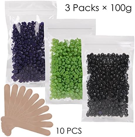 Stripless Hard Wax Beans Home Waxing Kit, 100g Hair Removal Pearl Wax Beads(Lavender, Aloe, Blackcurrant)