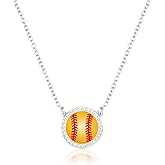 Semoya Volleyball/Softball/Soccer/Basketball/Football/Baseball/Pickleball Necklace for Women Girls, Mom Sports Pendant Necklaces Jewelry Game Day Team Gifts
