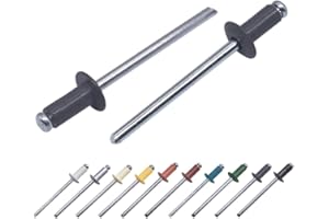 GENERIC (Pack of 100) Painted Blind Rivets 1/8" x 5/16" (3.2 x 8 mm), Dome Head, DIN 7337, Aluminium Rivets and Steel Mandrel, Pop Rivets, Graphite Grey RAL 7024