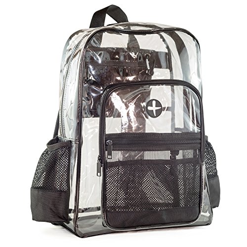Large Clear Plastic Backpack (17") Heavy Duty, Water Resistant