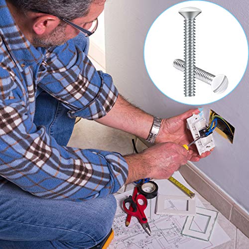 120 Pieces White Wall Plate Screws, 1 Inch Long Slotted 632 Threads Switch Cover Screws Oval