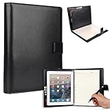 Cooper FOLDERTAB Padfolio Case Compatible with iPad 4, iPad 3, iPad 2 | Business Executive Organizer with Notepad | Vegan Leather, Left & Right Handed Binder, Notebook Refill, Pockets | Apple (Black)