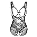 Deksias Women Bodysuit Teddy Sexy Lingerie Plus Size (XXXL, Black)