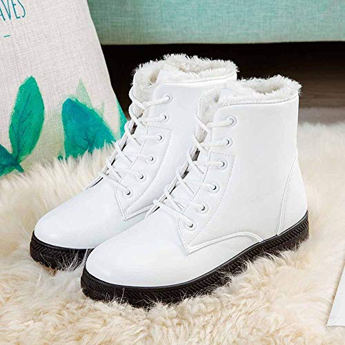 AgrinTol Women's Ankle Snow Boots Stylish Winter Shoes High-top Boots Flat Lace Up Boots