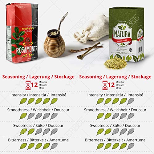 Yerba Mate Tee Rosamonte Traditional Set 2.5 kg ( 5x500g ) mit Himbeere Kombucha Pilz Drink | 100% Natürliches… – Bild 3