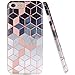 JAHOLAN Compatible with iPhone 7 Case iPhone 8 Case Shiny Rose Gold Gradient Cubes Design Clear Bumper TPU Soft Rubber Silicone Cover Phone Case for iPhone 7 / iPhone 8