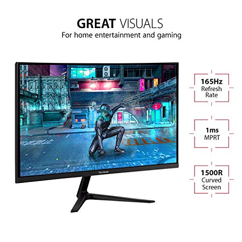 ViewSonic-VX2718-2KPC-MHD-27-inch-2K-QHD-Curved-Monitor-165Hz-1ms-Dual-Integrated-Speakers-Adaptive-Sync-DisplayPort-2x-HDMI-for-Home-Entertainment-and-Gaming