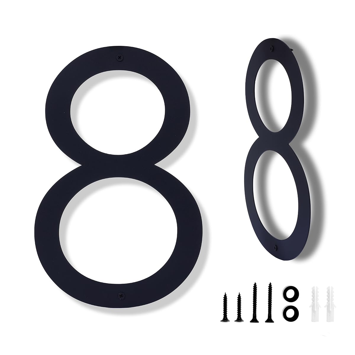 Photo 1 of 12 Inch Modern Metal Black House Numbers for Outside - Floating Address Numbers for Door With Nail Kit for Number 8