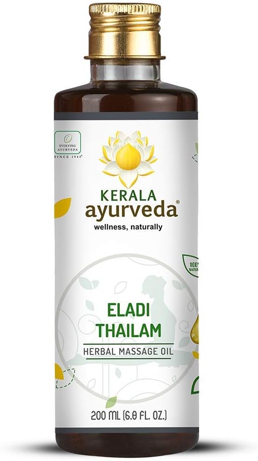 Kerala Ayurveda Eladi Thailam - Ayurvedic Massage Oil for Radiant Body & Healthy Scalp - Moisturizes Dry Skin & Hair, Balances Vata and Kapha, 6.76 Fl Oz: Health & Personal Care