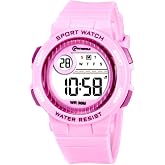 LIFEOCO Kids Watch, Girl Watch for 3-15 Year Old Girl, Digital Sport Outdoor Multifunctional Chronograph LED 50 M Waterproof Alarm Calendar for Children with Silicone Band,Kids Gift Pink02 Sport