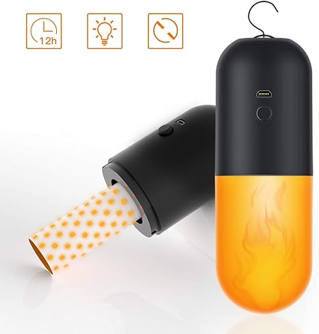 taococo lampara led recargable para tienda de campana camping con llama luz de noche naranja para interiores al aire libre 2 modos de iluminacion