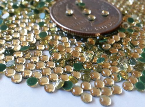 GoldenLiving168 Light Yellow Gold Round 600pcs Rhinestone 3mm (10ss) 3D Acrylic Nail Art Decoration Cellphone Case (High Quality) USA SELLER! FAST SHIPPING!