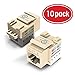 10-Pack Ethernet Keystone, GearIT Cat6 RJ45 Punch-Down Keystone Jack Connector, Ivory