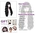 COSYMAY Black Wig with Bangs Synthetic Cosplay Women Wig 26 inch Long Wavy Curly Full Wig Glueless Heat Resistant Halloween Party Wig