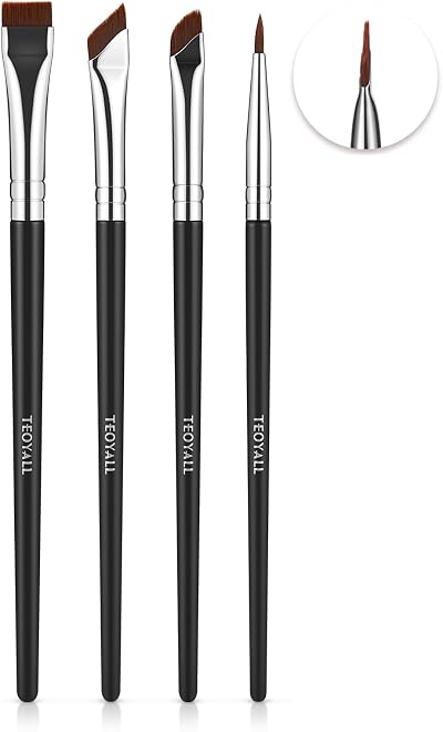 TEOYALL Eyeliner Brushes Set 4 pcs Ultra Thin Angled Flat Point Precision