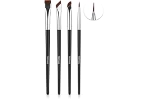 TEOYALL Eyeliner Brushes Set, 4 PCS Ultra Thin Slanted Angled Brush Precision Fine Point Eyeliner Brush Flat Eyebrow Brush