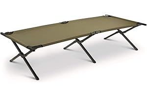 HQ ISSUE Camping Cot for Adults, Heavy-Duty Comfortable Military Army Style Portable Folding Sleeping Camp Tent Bed with Carry Bag, 225-lb Capacity