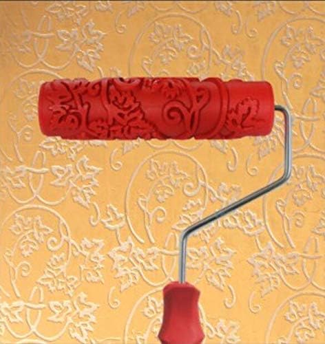 7" DIY Patterned Paint Roller Decorative Rubber Roller Decorative Art Roller Texture Roller with Plastic Handle - More Than 300 Patterns (Pattern X0)