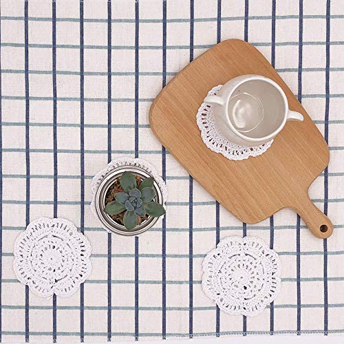 Phantomon Lace Round Crochet Doilies Small Handmade Coasters Table Placemats, White, 4-Inch, Pack of 4