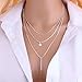 Pooqdo New Women Bang Multilayer Pendant Chain Statement Necklace, (Silver)