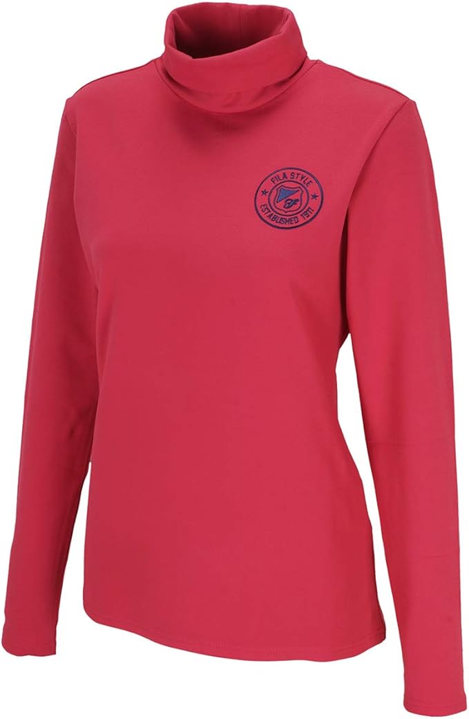 Amazon フィラ Fila 長袖シャツ ポロシャツ Gdo限定 長袖ハイネックシャツ レディス レッド L ゴルフシャツ 通販