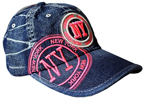 Robin Ruth NY Limited Edition Stamp Cotton Hat Cap Denim/Pink