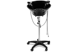 Greenlife Portable Shampoo Bowl,Deep Shampoo Basin Sink for Hairwashing, Rolling Wheels,Adjustable Height, Includes Drain Hos
