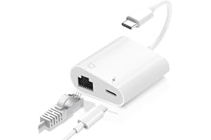 USB C to Ethernet Adapter, 2-in-1 USB C to RJ45 Ethernet Adapter with 60W Type C PD Charging Port Supports 100Mbps, LAN Netwo