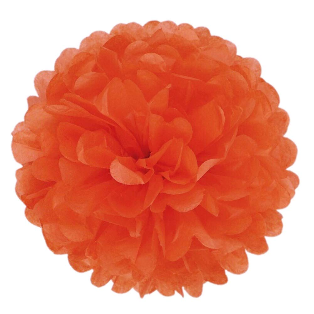 JZK 10pcs 25cm Orange Tissue Paper Hanging pom poms Flower Ball Decorative Pompom Party Decorations for Wedding, Birthday, Baptism, Baby Shower, Holy Communion, Girls Bedroom
