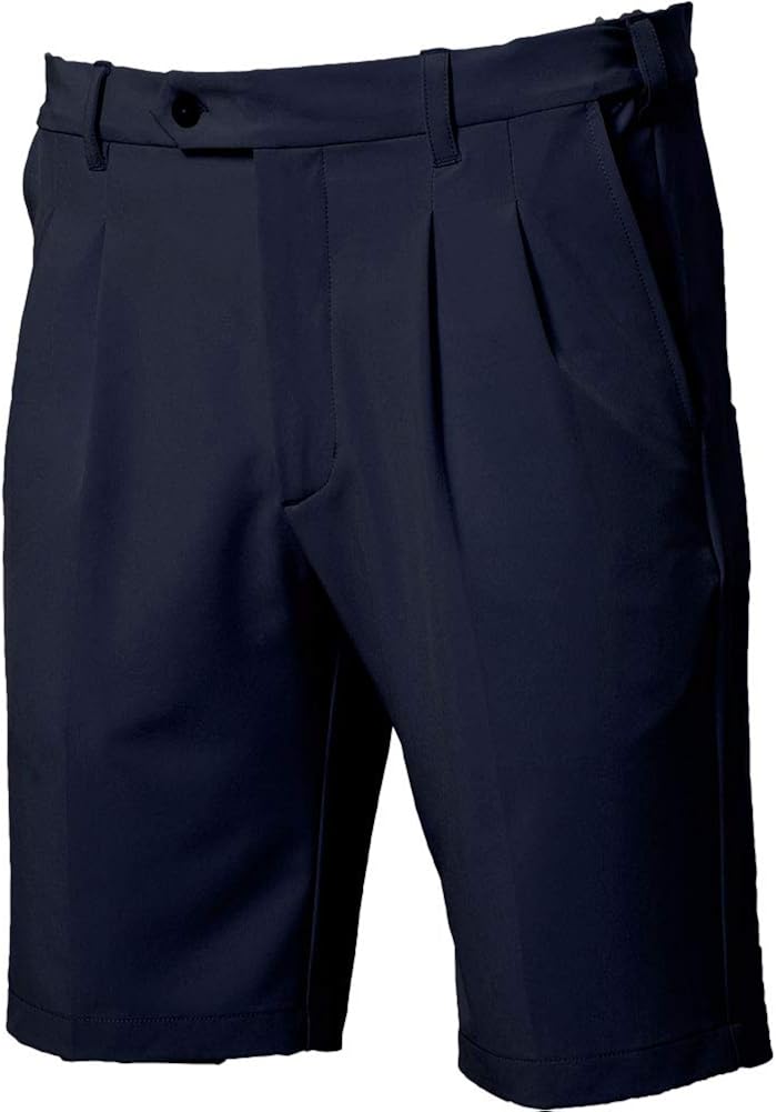 TGW Men's Pleated Expandable Waist Performance Golf Shorts Navy 44 at