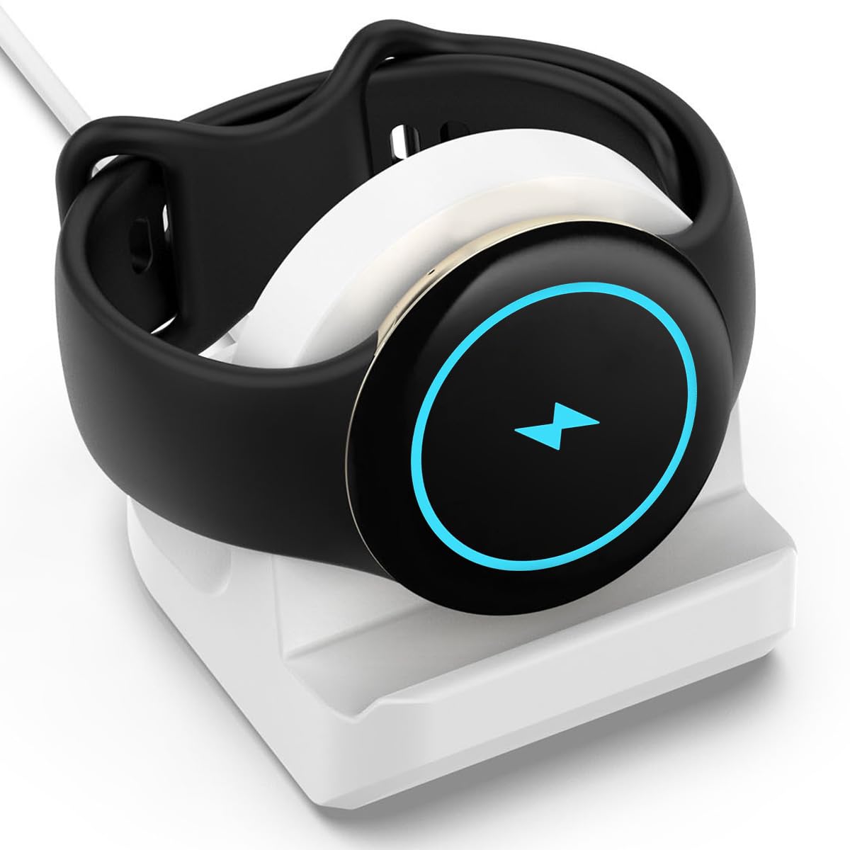 Miimall Silicone Charger Stand Compatible with Google Pixel Watch 2 Charger, [Cable Management] [Supports Nightstand Mode] [Non-slip] Charging Base Holder Stand for Google Pixel Watch 2 2023-White