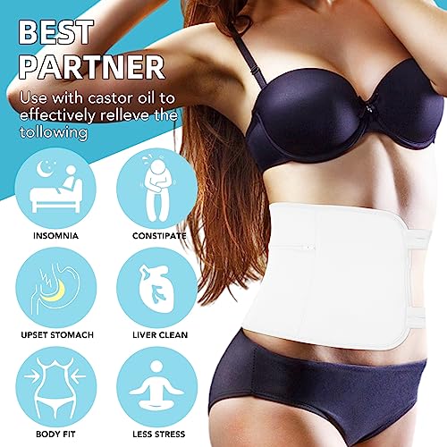 DhsFila Castor Oil Organic Cold Pressed Unrefined(2OZ),Castor Oil Pack Wrap for Liver Clean and Fibroids, Organic Cotton Flannel(waist+neck)