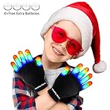 LED Flashing Finger Lighting Gloves, Colorful Light Up Toys with Extra Batteries for Kids 3 4 5 6 7 8 9 10 Years Old,Camping Outdoor Games Dark Party Favors Sensory Glow Toys, Best Gift for Christmas